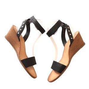 DOLCE VITA Studded Wedge Black Sandals Sz 9.5